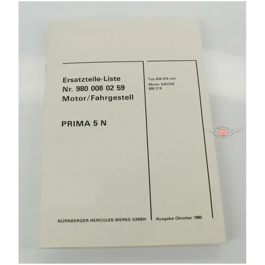 Spare parts list parts catalog engine chassis for Sachs 505 Hercules Prima 5 N MG00086174 Spare parts list parts catalog engine chassis for Sachs 505 Hercules Prima 5 N MG00086174