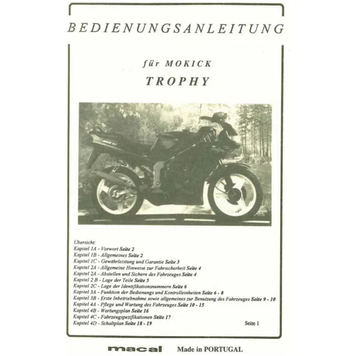 Operating instructions Macal for moped Mokick MG00086392