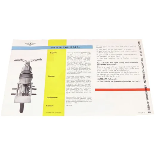Original flyer/brochure A5 in English for Zündapp Falconette_1