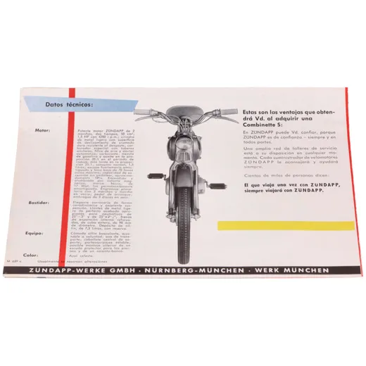 Original Flyer/Prospekt A5 in Spanisch für Zündapp Combinett_2
