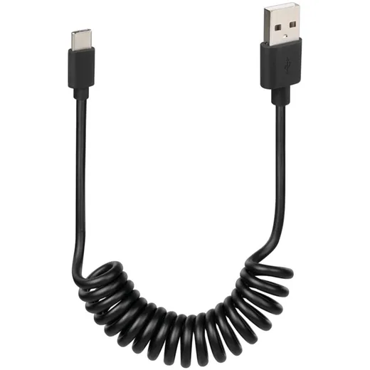 USB-Spiralkabel / -Ladekabel Typ -C- 100cm schwarz OL-38702