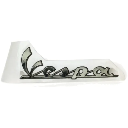 Emblem Logo Schild / Schriftzug "Vespa" schwarzchrom OEM 150x50mm für Vespa GT, LX, LXV, S, GTS, GTV PI-672061