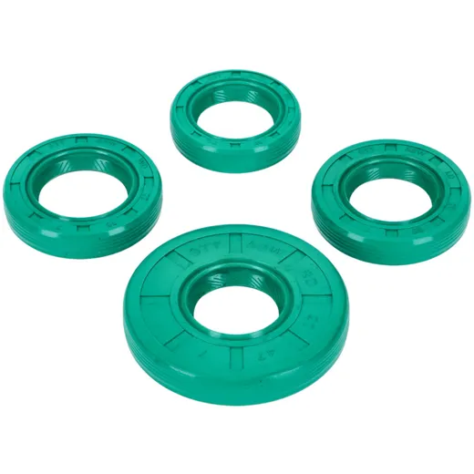 Oil seal set engine Schmitt Evolution FKM green with swirl direction for Simson S51, S53, S70, S83, Schwalbe KR51/2, SR50, SR80 Oil seal set engine Schmitt Evolution FKM green with swirl direction for Simson S51, S53, S70, S83, Schwalbe KR51/2, SR50, SR80