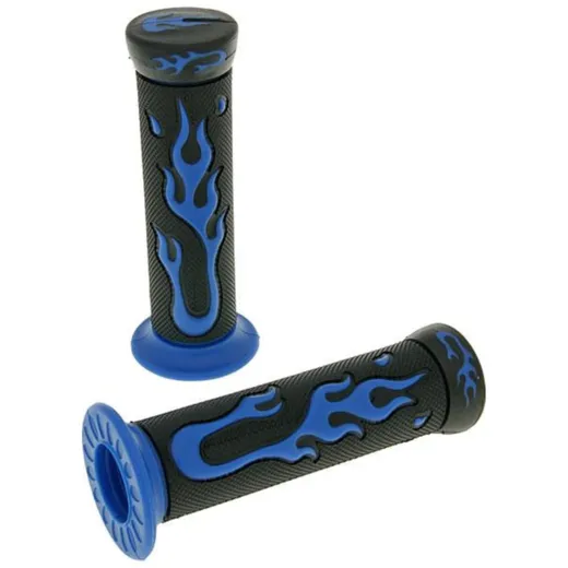 handlebar rubber grip set Flame black, blue VC12123