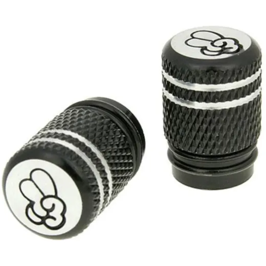 valve cap set Peace anodized aluminum - black - universal VC20684