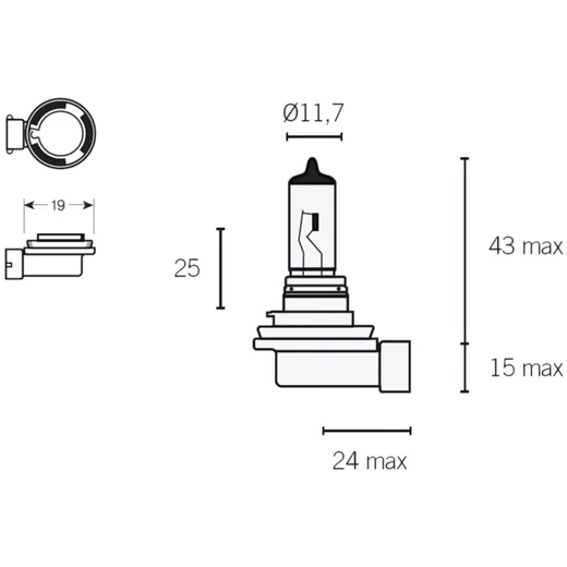 head lamp bulb halogen H8 PGJ19-1 12V 35W VC23268_1