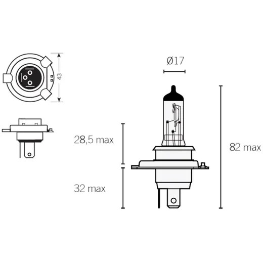 Glühlampe Halogen H4 P43t 12V 60/55W VC24477_1