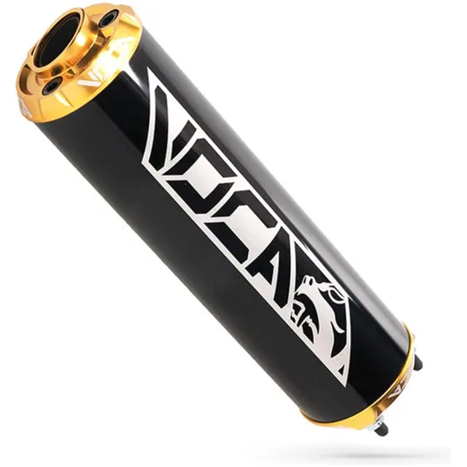 Endschalldämpfer VOCA Alu schwarz - CNC Endkappe gold VCR-RD30400/BKGO