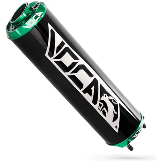 Rear silencer VOCA aluminum black - CNC end cap green VCR-RD30400/BKGR