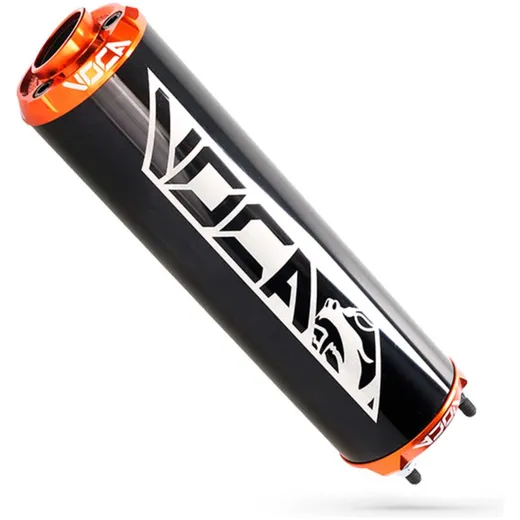 Rear silencer VOCA aluminum black - CNC end cap orange VCR-RD30400/BKOR