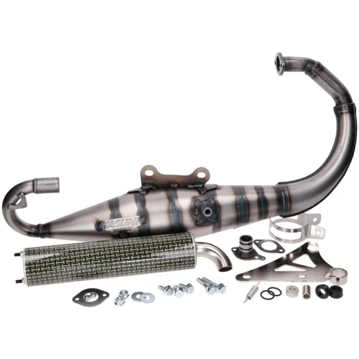 exhaust Yasuni Carrera 10 carbon look yellow for Minarelli vertical YAS317-2CK