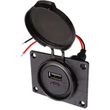 Doppelsteckdose USB 12/12V 3600mA USB-A / USB-C für Motorräder