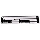 Typenschild für Anhänger aus Aluminium 148 x 38 mm