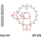 FRONT SPROCKET 15 TOOTH PITCH 525 LARGE SPLINE 5 INNER DIAMETER 18/22