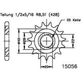 Ritzel 14Z Teilung 428 feinverzahnt Innendurchmesser 20/22 passend für: KSR - Moto TR