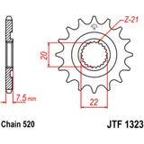 Ritzel 12Z Teilung 520 feinverzahnt Innendurchmesser 20/22 passend für: Honda CRF, CR