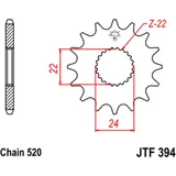 Ritzel 16Z Teilung 520 feinverzahnt Innendurchmesser 22/24 passend für: Aprilia RS, RX, SX
