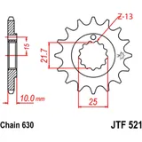 Ritzel 15Z Teilung 630 feinverzahnt Innendurchmesser 21. 6/25 passend für: Kawasaki Z, Z1R, Z1