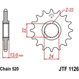 Front sprocket 16 tooth pitch 520 narrow spline inner diameter 22/24 for: Aprilia Pegaso