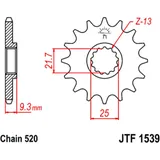 Ritzel 14Z Teilung 520 Alternative: 7260363 passend für: Kawasaki Ninja, Z, KLE