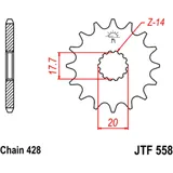 Ritzel 18Z Teilung 428 feinverzahnt Innendurchmesser 17. 7/20 passend für: Sachs ZX, XTC, ZZ