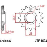 Ritzel 14Z Teilung 520 feinverzahnt Innendurchmesser 21. 4/23 passend für: Yamaha YFM