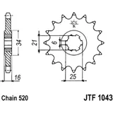Ritzel 14Z Teilung 520 grobverzahnt 6 Innendurchmesser 21/25 passend für: Kymco Venox