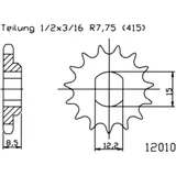 Ritzel 10Z Teilung 415 LANGLOCH 12. 2/15 passend für: KTM SX, Mini Adventure