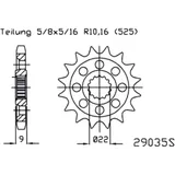 Front sprocket racing 16 tooth pitch 525 narrow spline inner diameter 22/25 for: Benelli TNT, Tre - K, Tornado