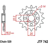 Racing - Ritzel 15Z Teilung 520 feinverzahnt Innendurchmesser 22/25 passend für: Ducati Monster, Scrambler, Hypermotard