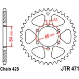 Kettenrad 45Z Teilung 428 Innendurchmesser 064 Lochkreis 086 passend für: Kawasaki KE