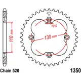 Kettenrad 39Z Teilung 520 Innendurchmesser 110 Lochkreis 130 passend für: Honda TRX