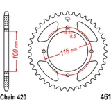 Kettenrad 51Z Teilung 420 Innendurchmesser 100 Lochkreis 116 passend für: Kawasaki KX