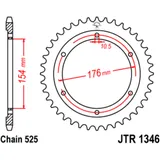 Kettenrad 44Z Teilung 525 Innendurchmesser 154 Lochkreis 176 passend für: Honda CB, VFR