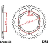 Kettenrad 54Z Teilung 428 Innendurchmesser 125 Lochkreis 153 passend für: Honda XR