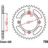 Kettenrad 48Z Teilung 428 Innendurchmesser 100 Lochkreis 120 passend für: Suzuki RM