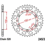 Kettenrad 47Z Teilung 520 Innendurchmesser 130 Lochkreis 150 passend für: Honda NX, FMX, VT
