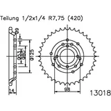 Kettenrad 48Z Teilung 420 schwarz Innendurchmesser 053 Lochkreis 098 passend für: Derbi Fenix