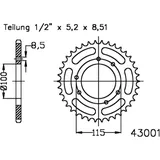 Rear sprocket 48 tooth pitch 420 black inner diameter 100 bolt spacing 115 for: Gilera GSM
