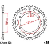 Kettenrad 46Z Teilung 428 Innendurchmesser 110 Lochkreis 125 passend für: Gilera Coguar