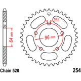 Kettenrad 37Z Teilung 520 Innendurchmesser 064 Lochkreis 096 passend für: Honda CBF, XL