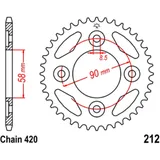 Kettenrad 37Z Teilung 420 Innendurchmesser 058 Lochkreis 090 passend für: Honda ANF, MSX, AFS