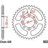 Kettenrad 38Z Teilung 428 Innendurchmesser 052 Lochkreis 068 passend für: Suzuki RV, TS, GT, RM