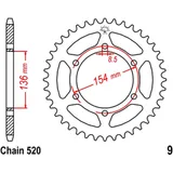 Kettenrad 47Z Teilung 520 Innendurchmesser 136 Lochkreis 154 passend für: BMW G