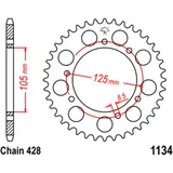 Kettenrad 57Z Teilung 428 Innendurchmesser 105 Lochkreis 125 passend für: Rieju Marathon, RS - 3, Tango