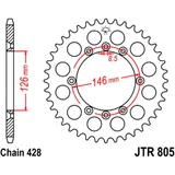 Kettenrad 50Z Teilung 428 Innendurchmesser 126 Lochkreis 146 passend für: Suzuki DR