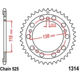 Kettenrad 39Z Teilung 525 Innendurchmesser 118 Lochkreis 138 passend für: Honda CBR