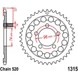 Kettenrad 40Z Teilung 520 Innendurchmesser 074 Lochkreis 096 passend für: Honda NSR