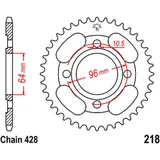 Kettenrad 44Z Teilung 428 Innendurchmesser 064 Lochkreis 096 passend für: Honda CG