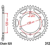Kettenrad 38Z Teilung 525 Innendurchmesser 120 Lochkreis 138 passend für: Honda VFR, RVF